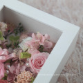 Preserved fresh flower with white wood box frame use for wedding, valentine,festival day